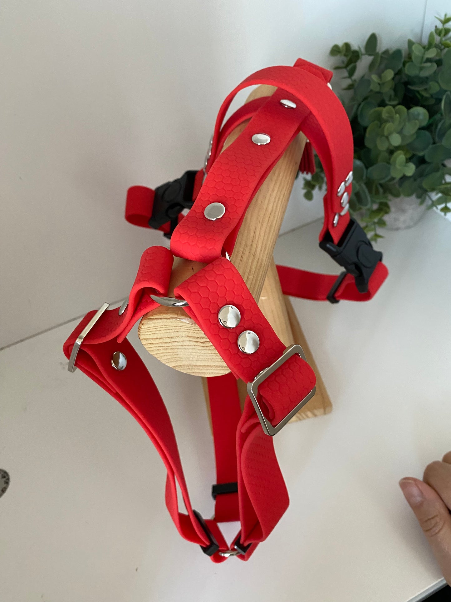 Harnais en H ajustable et imperméable pour chien rouge