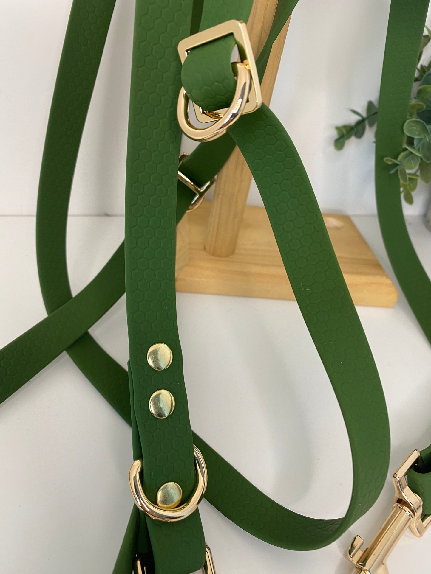 Laisse Mains Libres en Hexa Souple olive