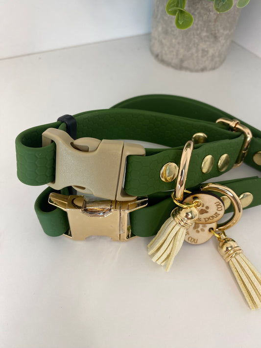 Collier imperméable en hexa olive avec ou dans laisse