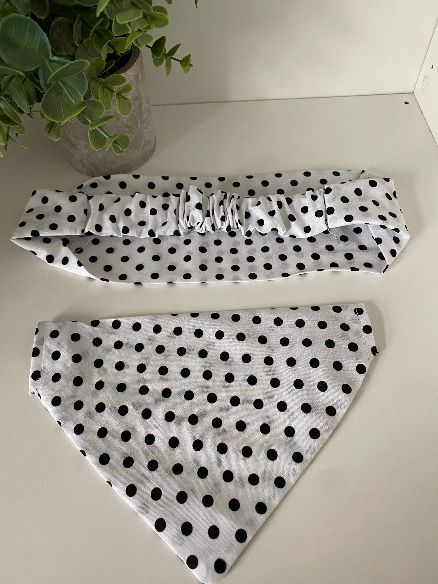 Bandeau assorti – Matchy Matchy humain & chien ou chat blanc pois noirs