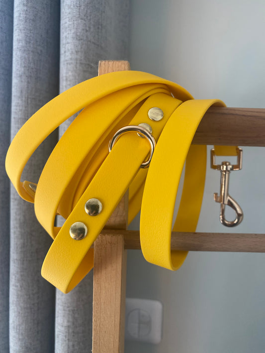 Laisse 3 positions unie couleur jaune