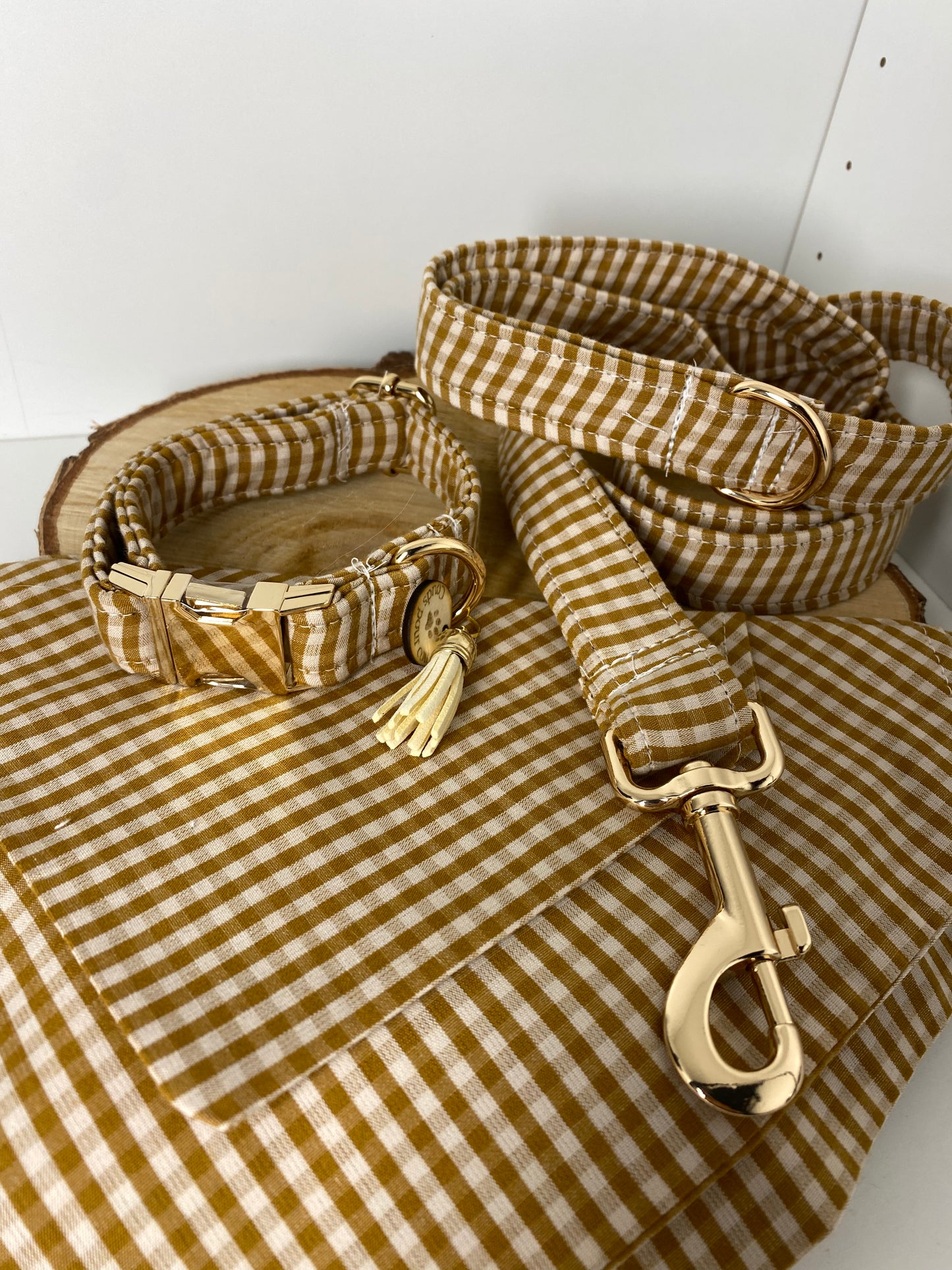 Collier réglable vichy camel