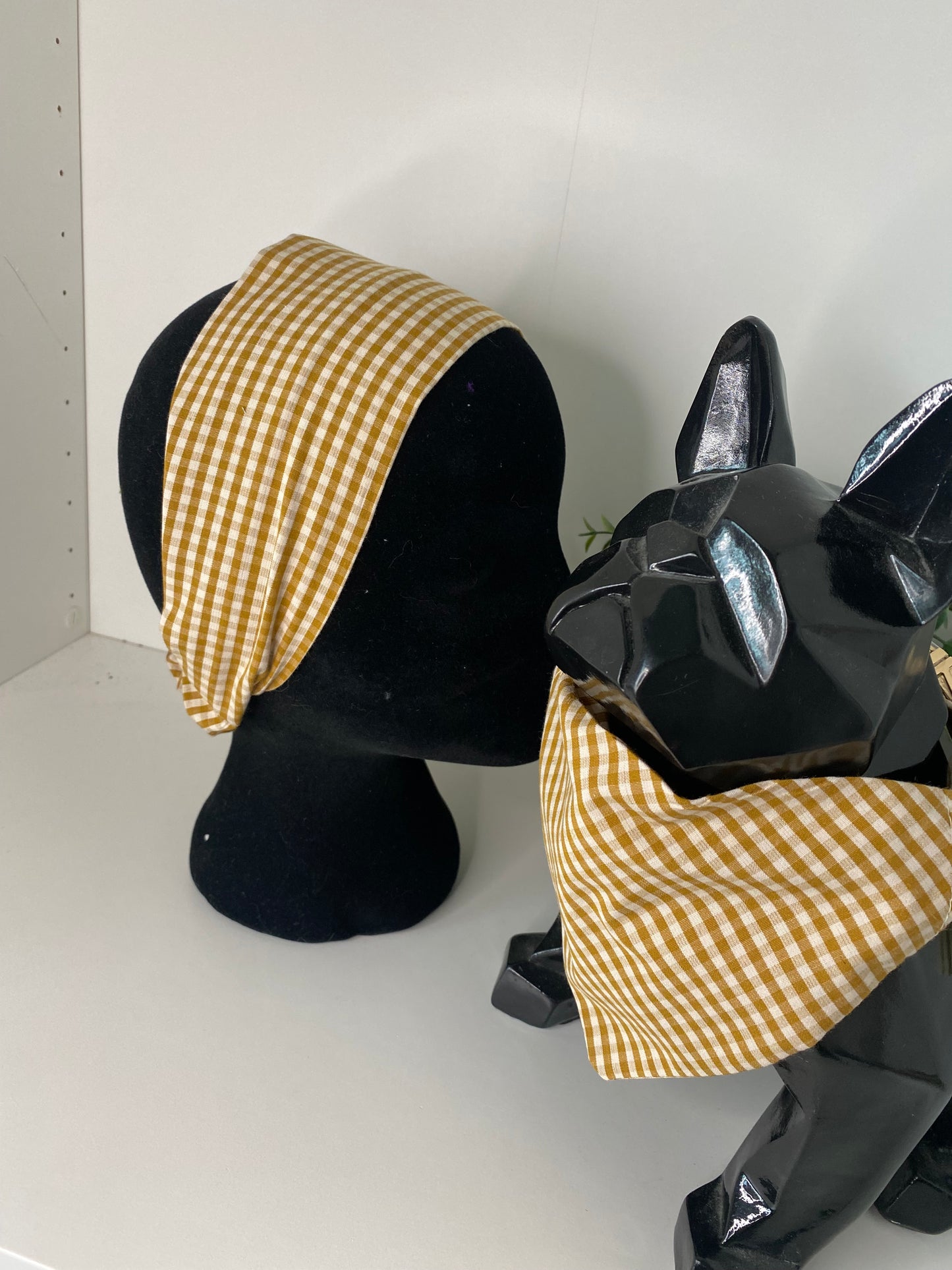 Bandeau assorti – Matchy Matchy humain & chien ou chat vichy camel