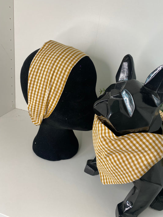 Bandeau assorti – Matchy Matchy humain & chien ou chat vichy camel