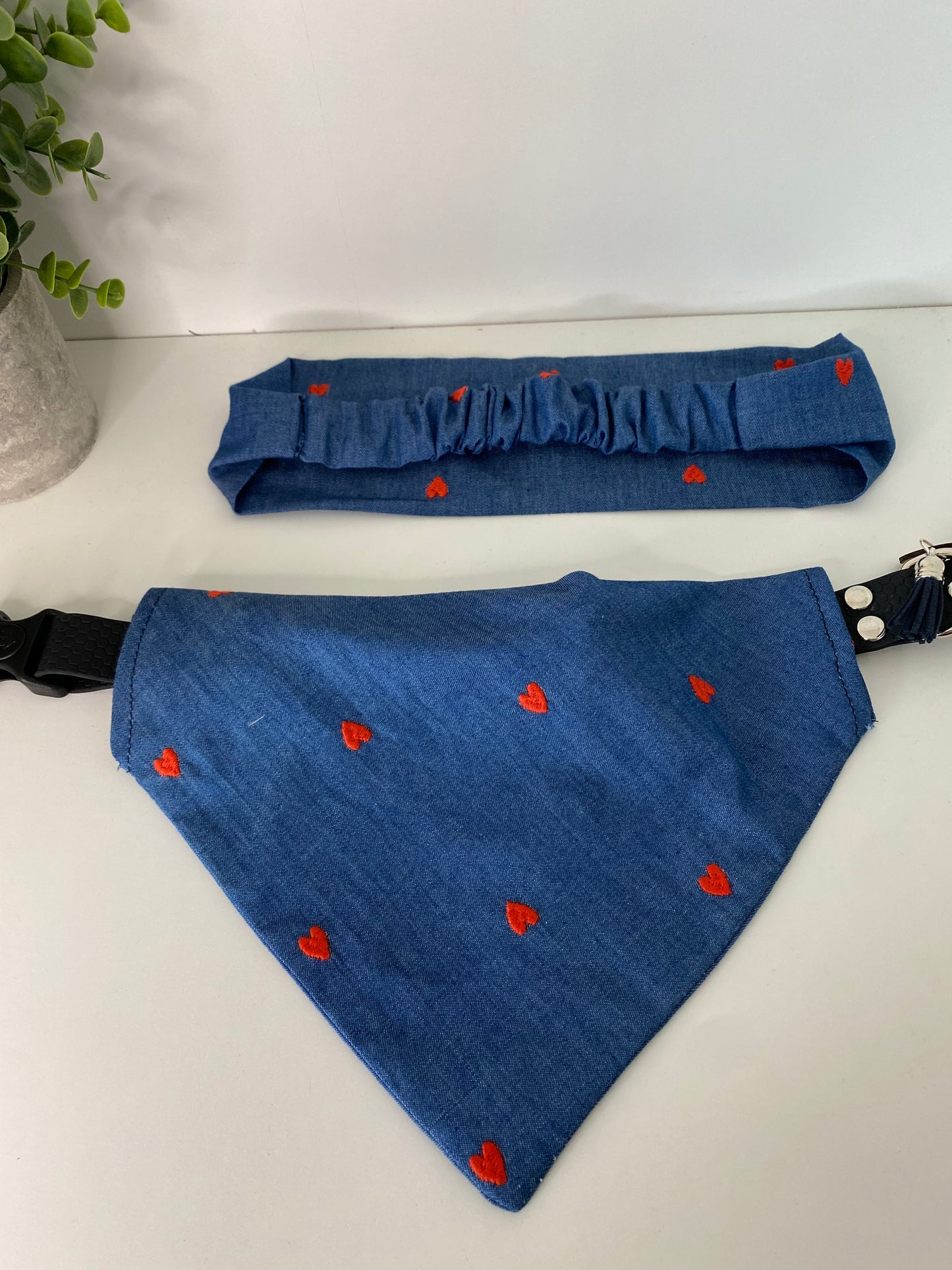 Bandeau assorti – Matchy Matchy humain & chien ou chat jean coeur rouge