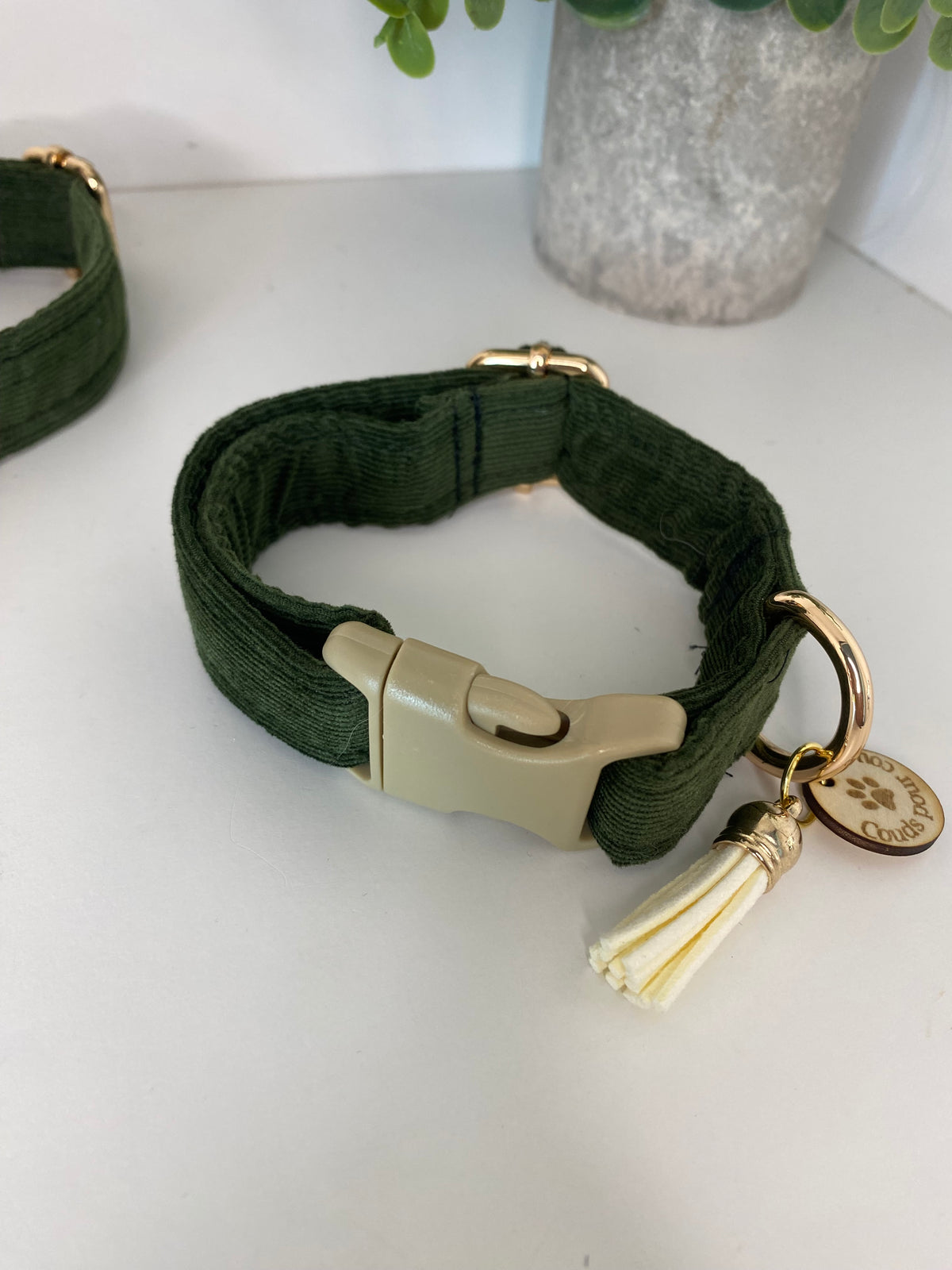 Collier pour chien velours vert anglais