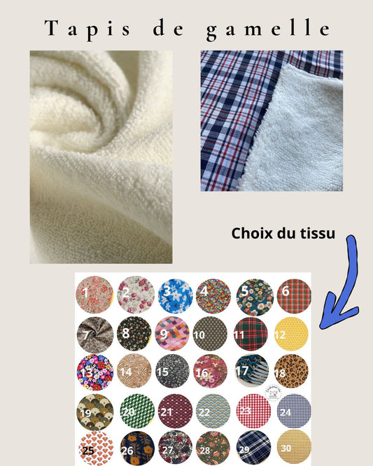 Tapis de gamelle absorbant – fait main tissu au choix