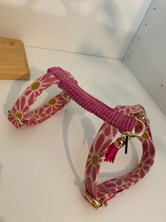 harnais claude pour chat ou petits chiens tissu rose et velours