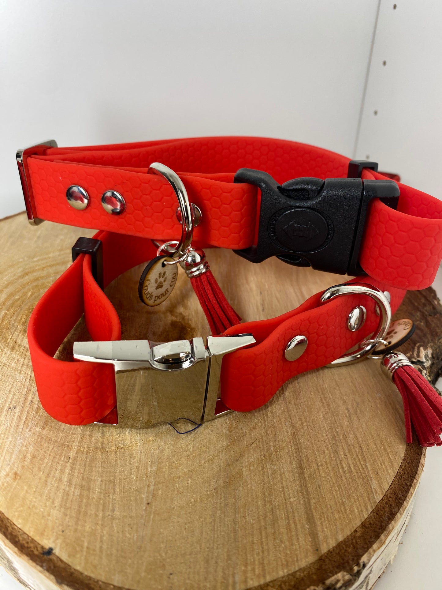 Collier réglable hexa rouge avec ou sans laisse