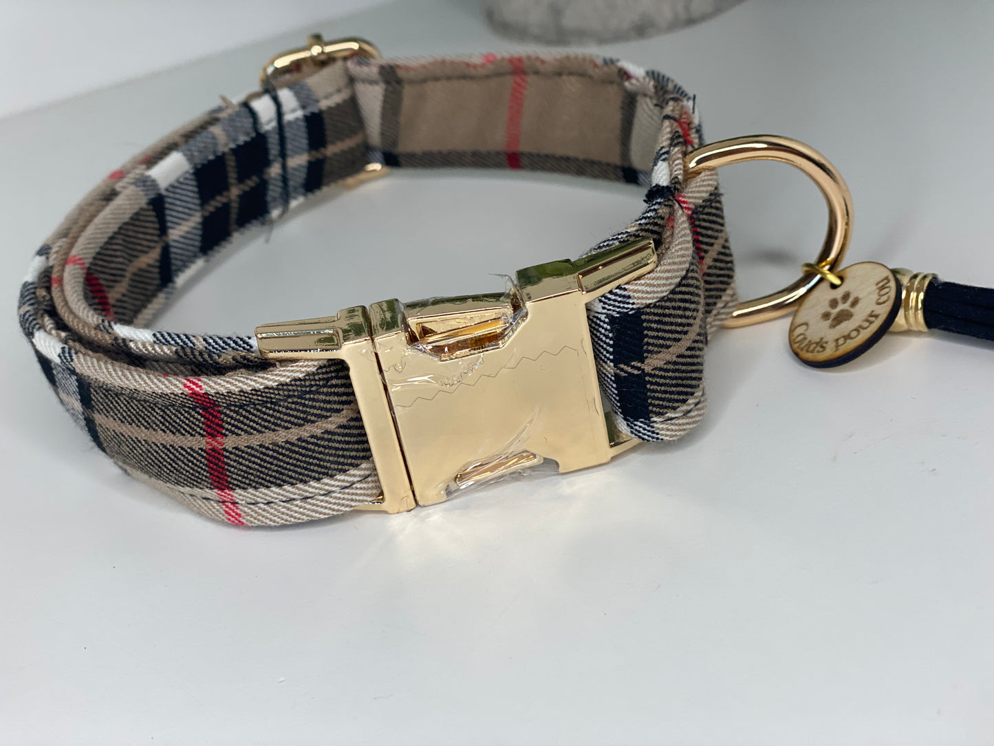 Collier pour chien en tissu –  tartan