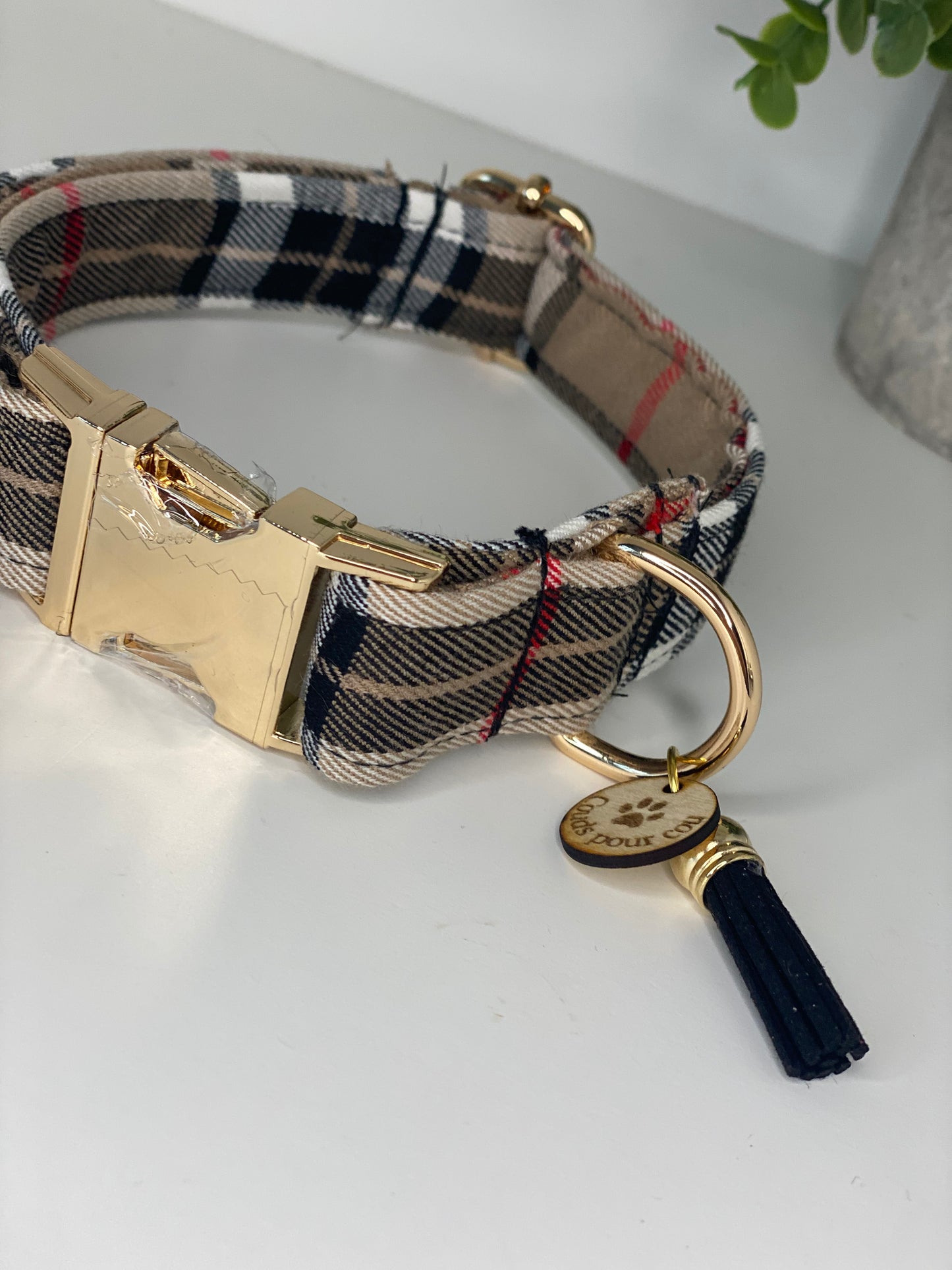 Collier pour chien en tissu –  tartan