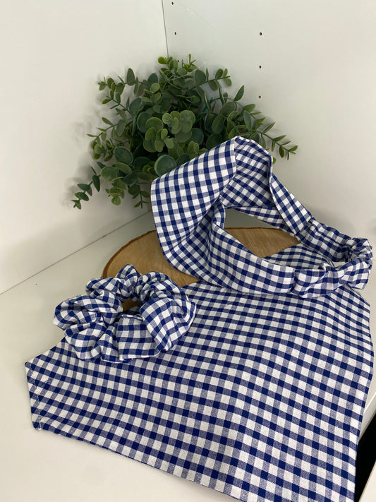 Bandeau assorti – Matchy Matchy humain & chien ou chat vichy bleu