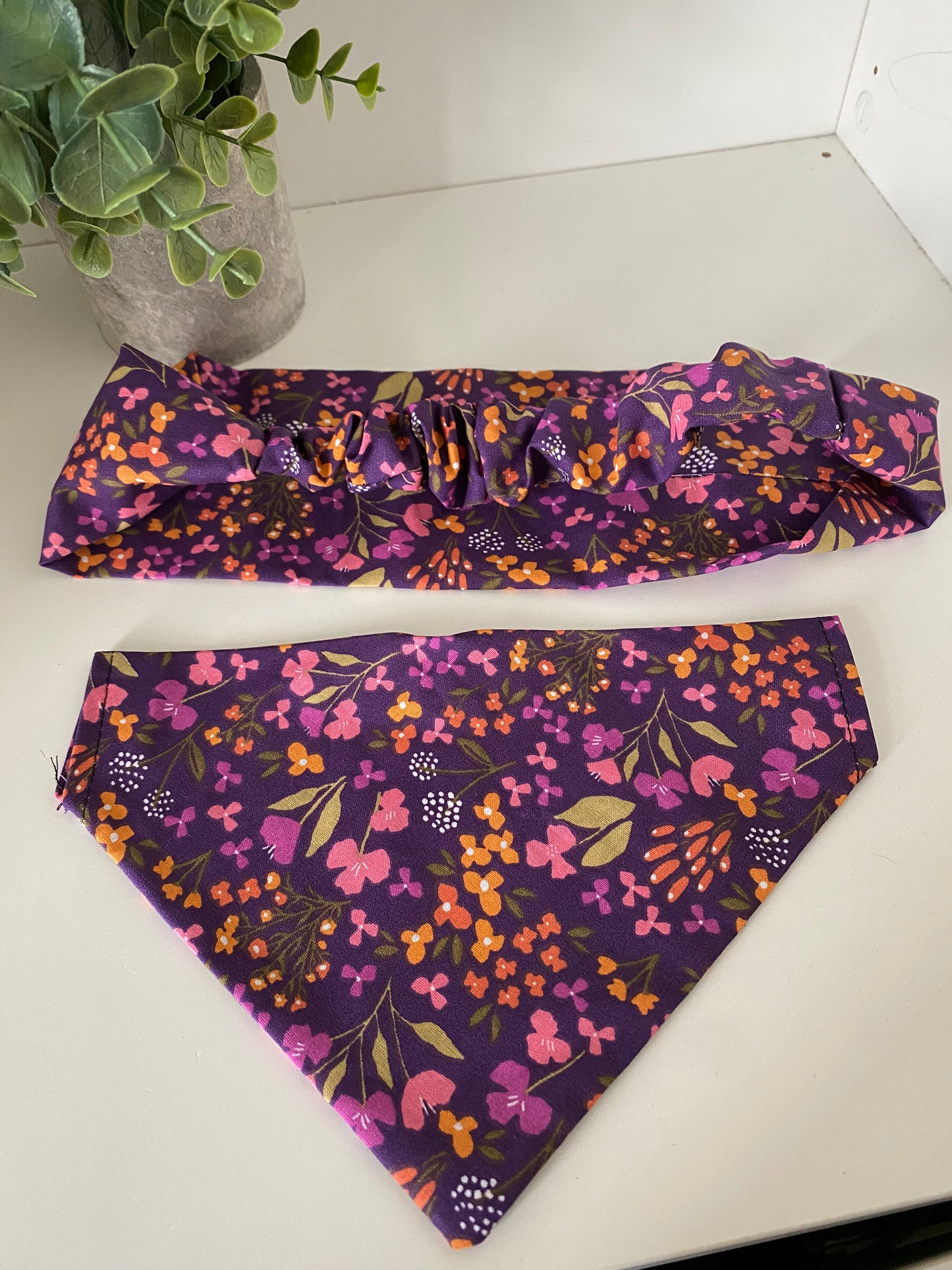 Bandeau assorti – Matchy Matchy humain & chien ou chat violet fleuri