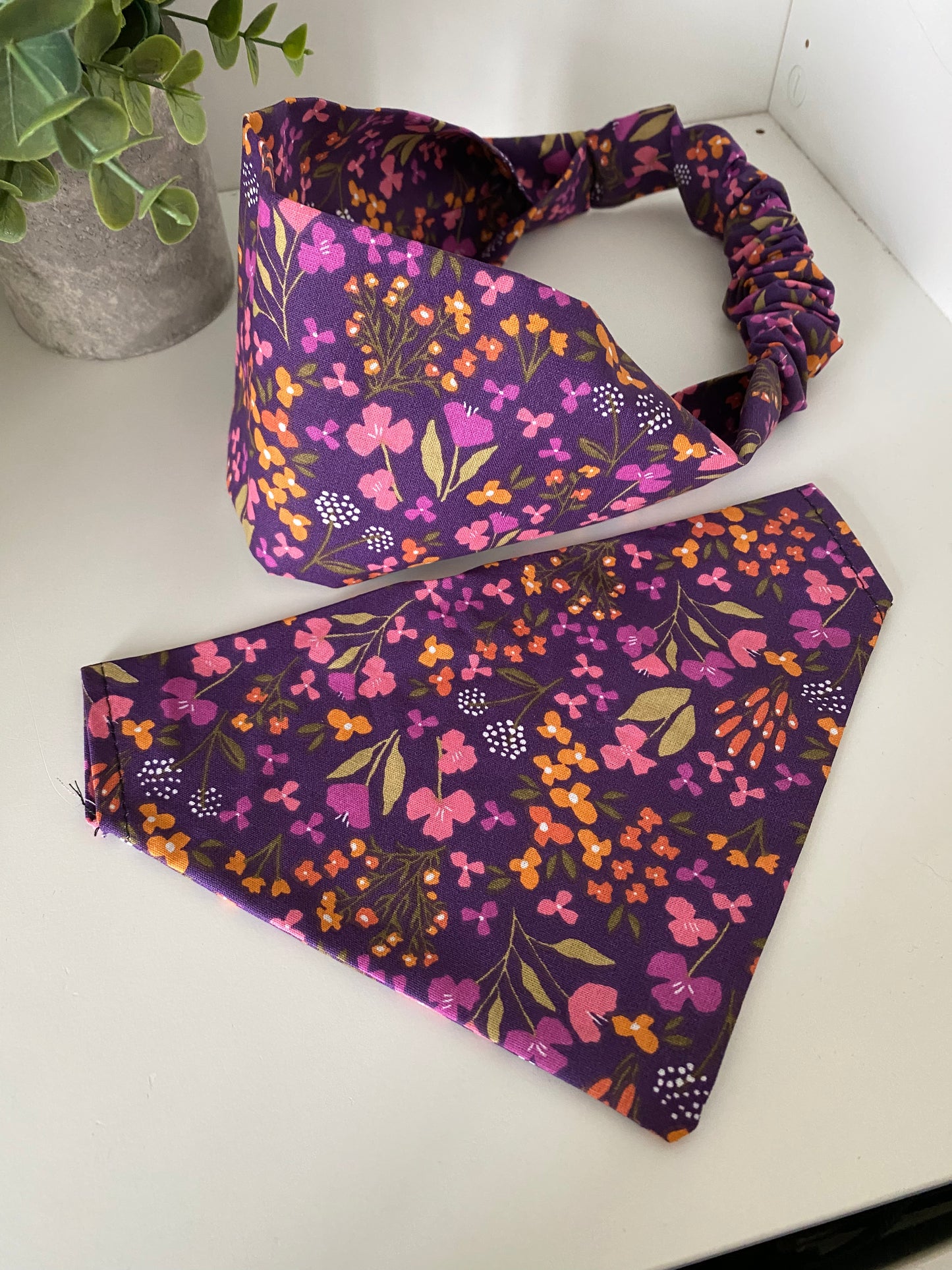 Bandeau assorti – Matchy Matchy humain & chien ou chat violet fleuri