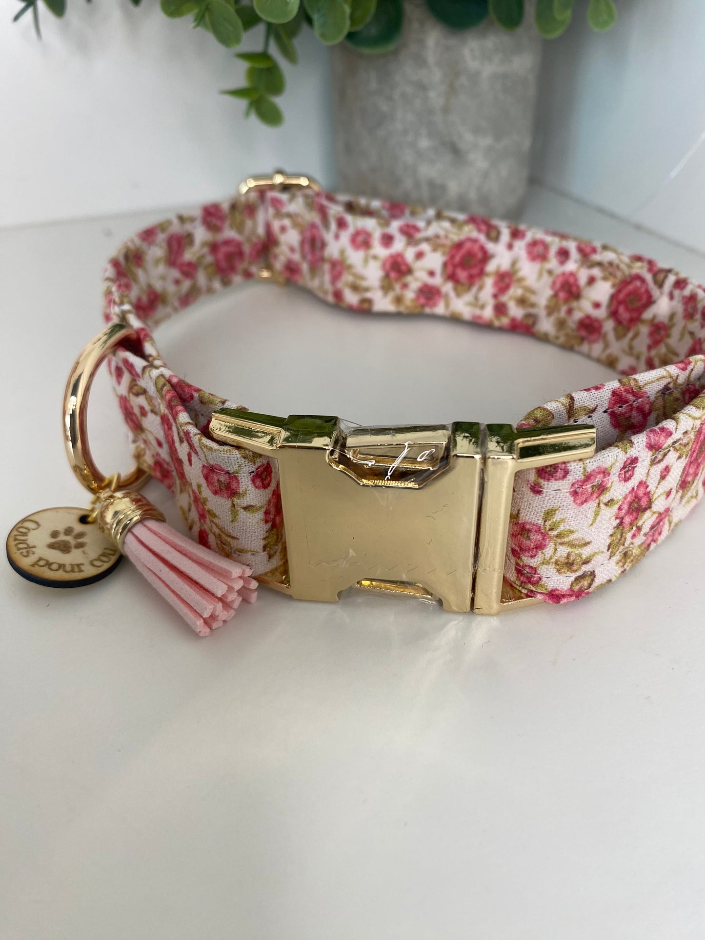 Collier pour chien en tissu fleuri Réglable & personnalisable