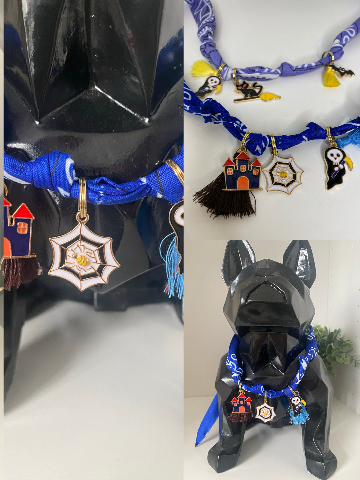 Foulard bandana Bella personnalisé avec breloques Halloween & pompons