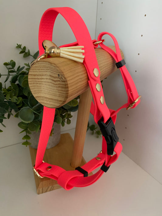 Harnais en H ajustable et imperméable pour chien - magenta