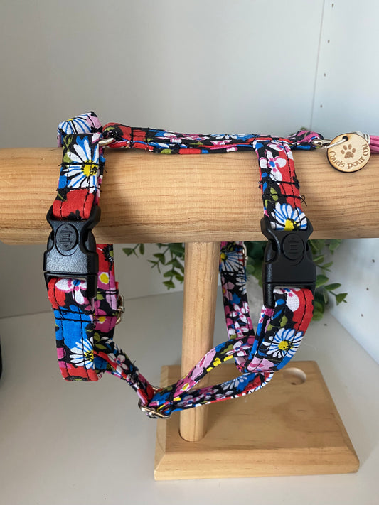 Harnais H 2 clips pour chat ou petits chiens champetre