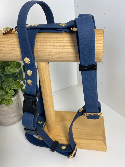 Harnais en H ajustable et imperméable pour chien - marine