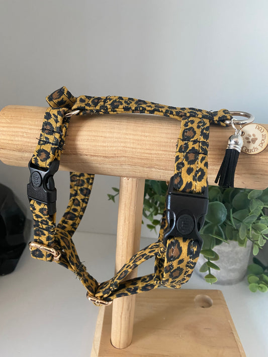 Harnais H 2 clips pour chat ou petits chiens Léopard