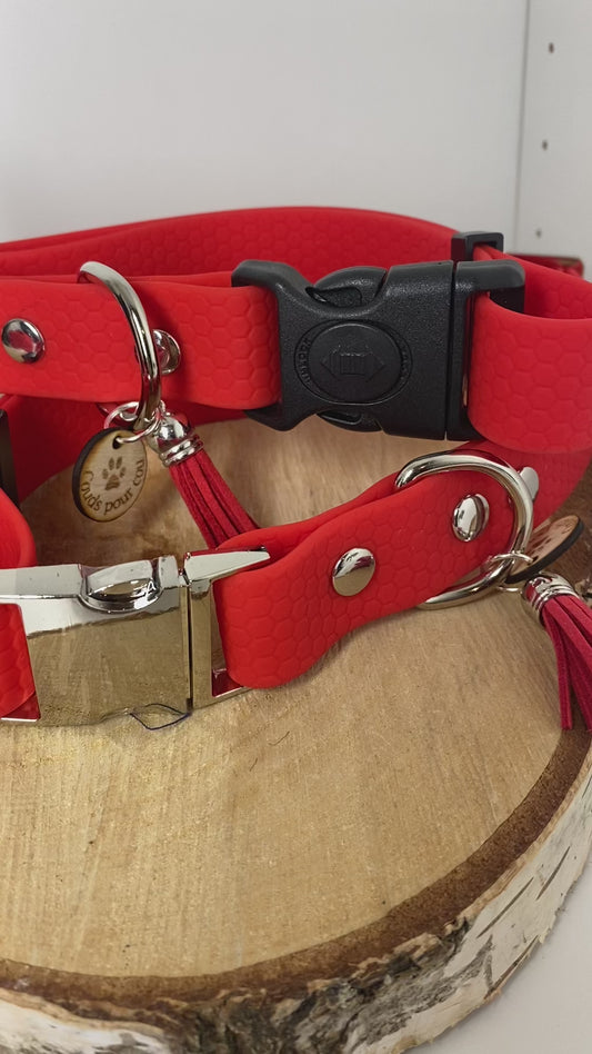 Collier réglable hexa rouge avec ou sans laisse